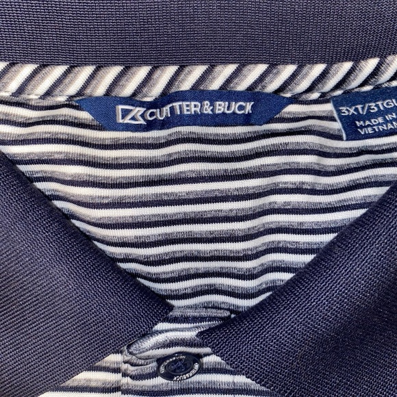 Cutter & Buck Forge Tonal Stripe Stretch Mens Big and Tall Polo 3XLT Black/White - Picture 2 of 14